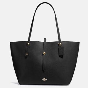 Coach Black Leather Tote Structured Minimalist Design